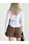 White Belted Poplin Women's Shirt - 4