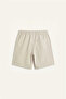 Ultra Soft Relax Fit Elastic Waist Beige Bermuda Shorts H7654Ax26Hs - 2