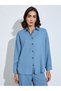 Oversize Fit Long Length Shirt With Shirt Collar And Wide Leg Pants Modest Set - 2