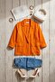 Italian Orange Shirt Collar Long Sleeve Striped Buttoned 100% Linen Woven Jacket 65 63 - 8