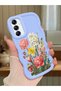 Samsung Galaxy A14 5g Compatible Case Camera Protector Blue Silicone Couple Phone Case Floral Pattern