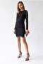 2173 Women's Stoned Transparent Tulle Sleeve Mini Dress Black