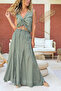 Khaki Lined Slit Gathered Cotton Woven Flared Skirt 100 30 - 2