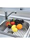 Roll Up Dish Drying Rack Over The Sink 17.7(L) x 15.6(W), Multipurpose Foldable Stainless Steel Kitchen Rollable Drainer Rack, Gray - 5