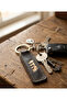 Genuine Leather Gold Gilded Göktürkçe Turkish Printed Keychain with Stitching Detail