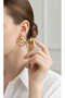Yellow Color Interlocking Hoop Design Women's Earrings - Stylish and Modern Bijouterie Earrings - 3