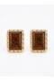 Gold Detail Natural Stone Look Earrings - 2
