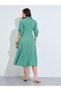 Pleated Waist 3/4Th Sleeves Shirt Midi Dress - 5