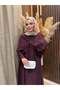 Elin Cloak Detailed Brooched 3-Piece Set |   Plum - 7