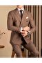 Slim Fit Men's Double-Breasted Pointed Collar Jacket Pants Suit Brown T20110-03 - 3