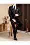 Regular Fit Men's Mono Collar Jacket Pants Suit Black T20121-01 - 5