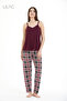 Women's 95% Viscose Burgundy Plaid Shepherd Stitched Pajama Set