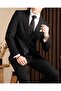 Regular Fit Men's Mono Collar Jacket Pants Suit Black T20121-01 - 3