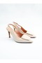 Women's Genuine Leather Heeled Shoes Cream
