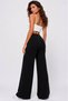 Women's Casual Palazzo Trousers Wrinkled Fabric Elastic Waist Wide Legs - 2