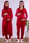 Long Robe Maternity Pajama Set with Hijab and Breastfeeding Feature Effortt - Cherry