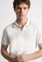 Men's Polo Collar Contrast Striped T-Shirt - Ecru - 2