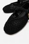 Women's Buckle Braided Ballerinas Black - 5