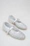 Women's Silver Hand Knitted Buckle Straw Look Comfortable Daily Buckle Ballerina Shoes Seferie - 3