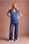 Maternity Blue Cotton V-Neck Short Sleeve Printed T-Shirt Adelyn - 3