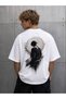 تي شيرت رجالي أبيض كبير الحجم مطبوع عليه Shadow Silhouette - 2