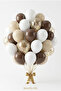 Boho Teddy Themed White Sand Brown Gold Confetti 20-Piece Birthday Balloon Set 11 Inch