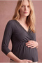 Maternity Black Modal Lace Double-Breasted V-Neck 3/4 Sleeve Blouse with Breastfeeding Feature Lennon - 2
