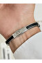 Silver and Black Leather Steel Men's Bracelet Frj10213B-J 2 Year Warranty Gift Boxed - 2