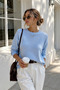 Women's Blue Oversize Crew Neck Knitwear Sweater - 6