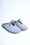 Women's Genuine Leather Flat Slippers with Bow Detail - Gray Suede - 4