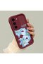 Samsung Galaxy S23 Compatible Case Camera Protector Burgundy Silicone Couple Phone Case Floral Pattern - 2