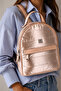 Gold Women's Parachute Fabric Lightweight Daily Backpack Multi-Compartment Zippered School Travel City Use - 4