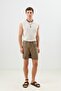 Khaki Lyocell Blended Pleated Men's Shorts - 4