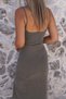 Khaki Thin Strap Slit Dress - 5