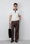 White Cotton Textured Polo Collar Knitwear - 3