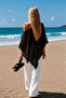 Women's Transparent Knitwear Asymmetrical Cape Poncho - 2