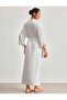Women's Combed Cotton Long Dressing Gown – Lace Detailed Belted Comfortable Nightgown Top Home Wear - 2