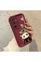 Samsung Galaxy A35 Compatible Case Camera Protector Burgundy Silicone Couple Phone Case Cat Pattern - 2