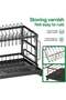 Black 2 Tier Stainless Steel Dish Drying Rack With 360 Degree Rotating Drain Board - 4