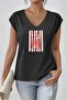 Women's Mix Printed V-Neck Sleeveless Regular Fit Comfortable T-Shirt