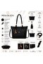 Women's Shoulder Bag Crossbody Strap Premium Soft Textured Raven Large Volume 4 Compartments 40X27X10 cm - 3