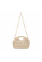 Lorisa Gold Chain Detailed Straw Hand and Shoulder Bag Cream - 3