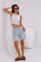 Giyim High Waist Straight Fit Jeans Denim Shorts Ice Blue - 2