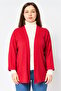 Women Split Neck Textured Cardigan, Red