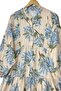 Women's Blue Judge Collar Buttoned Viscose Floral Patterned Hijab Dress Nms099 - 3