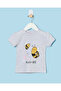 Infant Girls Grey Melange Chest Print T-Shirt
