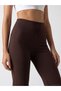 Brown Spanish Flare Women's Sports Leggings Pants - 3