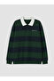 Green Polo Collar Striped Boys' Sweatshirt