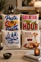 Flavored Drinks and Foods Patterned 4-Piece Throw Pillow Cover Set