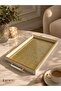 Premium Glitter Presentation Tray |   Wooden White Gold Luxury Decorative Tray 42X29 cm - 4